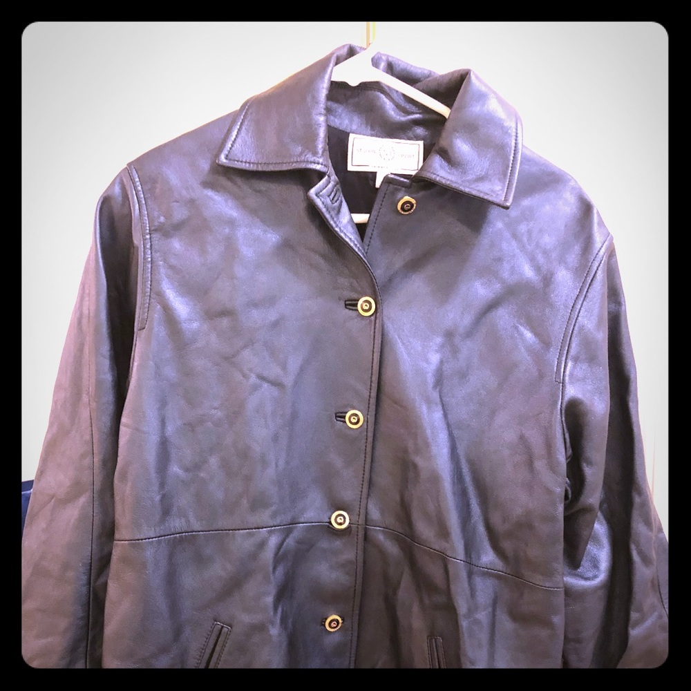 St John Blue Metallic Leather jacket